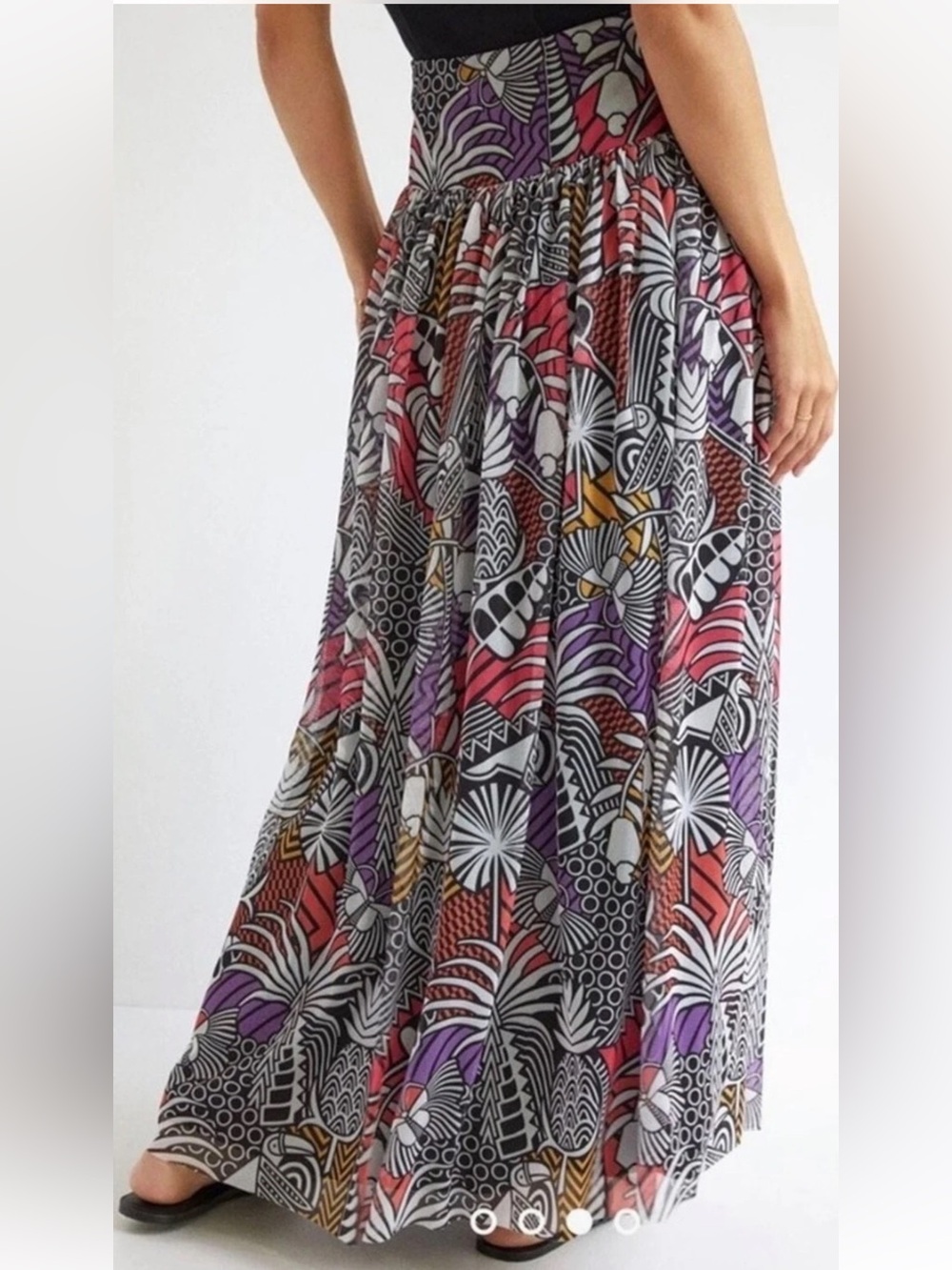Farm Rio Anthropologie Tropical Geometric Maxi Skirt Small Colorful Boho Resort - Picture 3 of 12